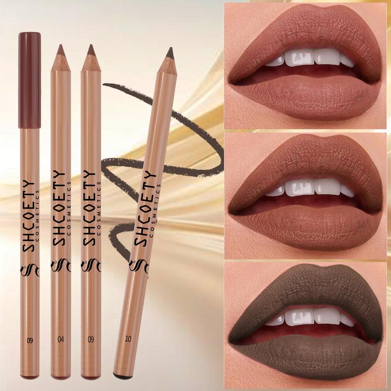 Long-Lasting Matte Lip Liner Set, 12-Piece Natural Wooden Lip Liner Pencils, Easy-Coloring Lip Liner, Suitable for All-Occasion Lip Makeup, Lip Liner Kit