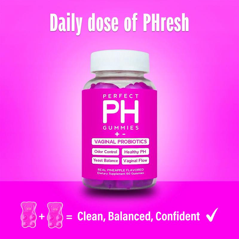 Perfect PH Balance Gummies - Women's Real Pineapple Flavored Vaginal Supplement - One Month Supply - Probiotics Vitamins Natural Wellness Boost Dietary Supplement- Gelatin-Free