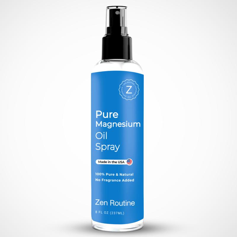 8oz - Zen Routine Magnesium Spray - USP Grade Magnesium Chloride for Sleep, Muscle Spasm, Cortisol, Stress Relief, Body Odour and Stress Relief