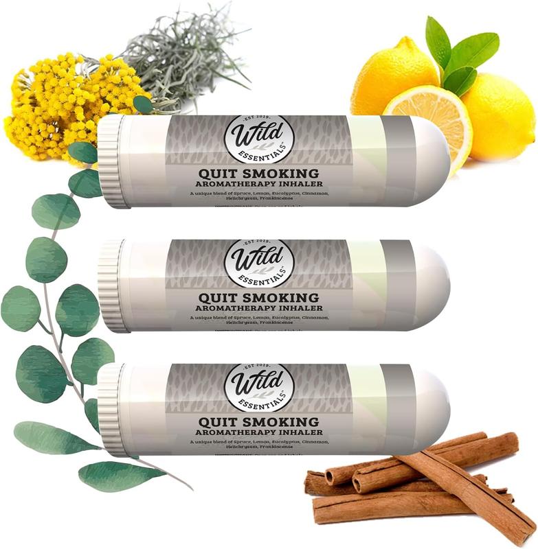 Wild Essentials 3 Pack of Quit Smoking Aromatherapy Nasal Inhalers with All Natural Essential Oils for Smoking Cessation Made in USA - Wellness, Herbal, Holistic