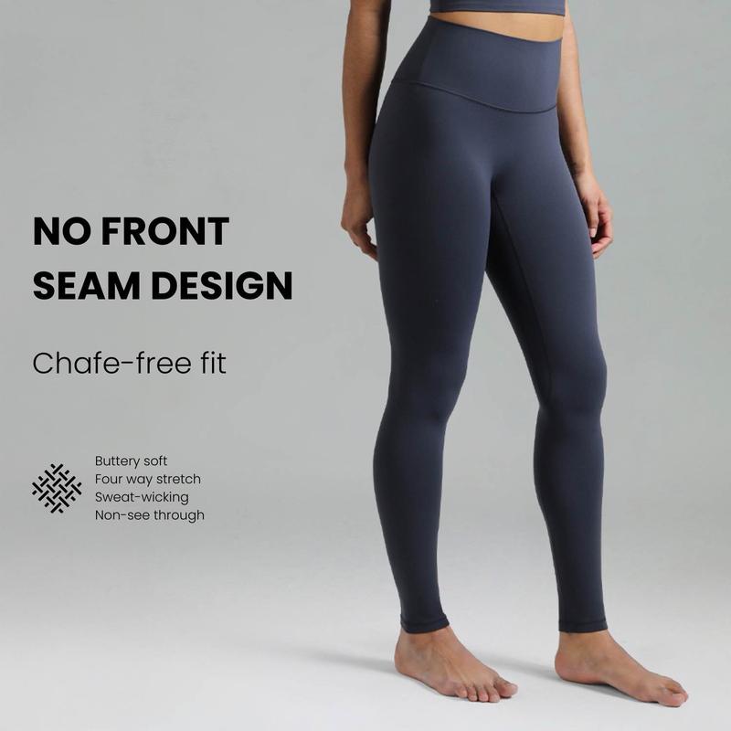 Colorfulkoala Women's No Front Seam Dreamlux High-Waisted Yoga Pants Tummy Control Athletic Workout Leggings with Inner Pocket 25"/28"