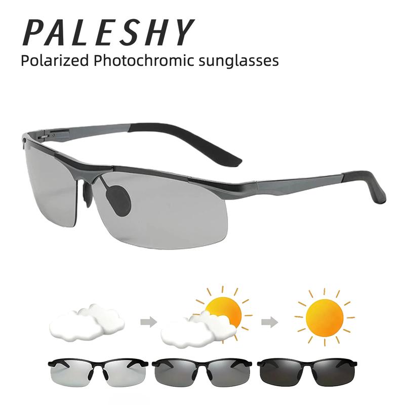 PALESHY Polarized Photochromic HD Sunglasses for Men Women UV400 Protection Ultralight Eyewear Day Night Safety Glasses for Fishing Golf Outdoor Activities Classic Rectangular Design summerwins