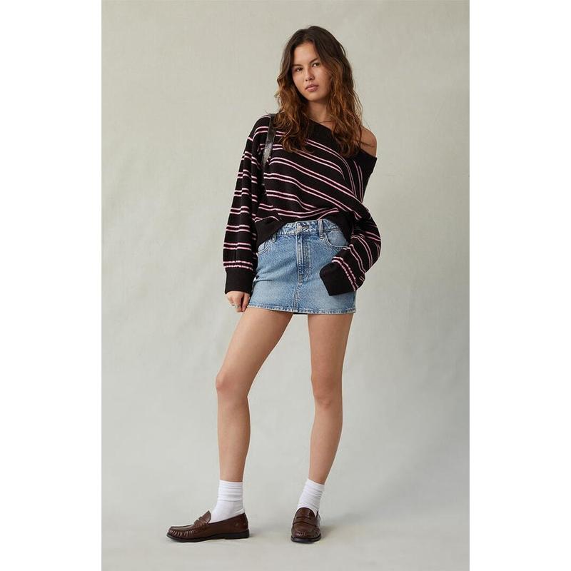 Pacsun Women's Bella Stretch Medium Indigo Mid Rise Jean Mini Skirt - Multicolor