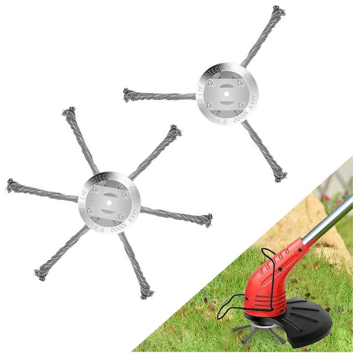 Steel Wire Rotary Brush Cutter Trimmer Head, (Bore 0.2inch/5mm) Weed Wacker Replacement Heads, Wired Trimmer Head Replacement for Electric Battery Powered Cordless String Trimmer, Weed Eater, Moss & Rust Removal