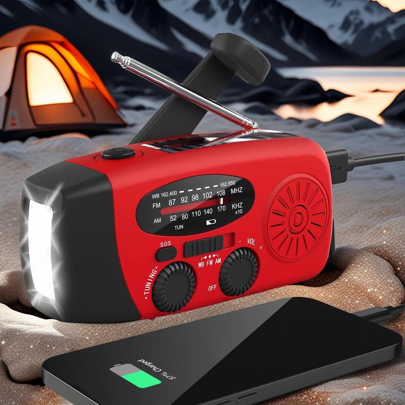 Solar/Hand-Crank/USB Charging Radio, Multifunctional Outdoor Radio with LED Flashlight, Emergency Radio for Camping, Hiking & Climbing, Rechargeable #GLOBAL PICKS