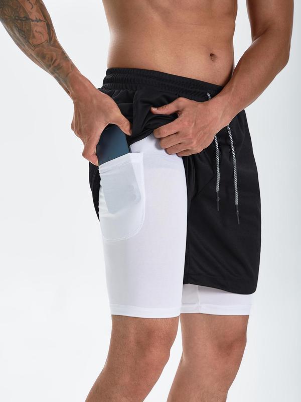 Men's 2 IN 1 Drawstring Shorts, Casual Shorts with Towel Loop & Phone Pockets, Summer Clothes, Going Out Outfit, Summer Outfits 2024, Athletic Sports Shorts