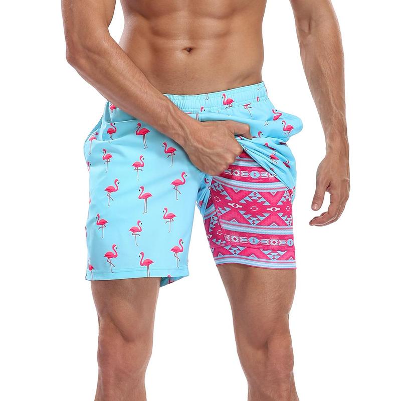 LRD Men’s 7” Swim Trunks with Compression Liner – Quick Dry Athletic Swimming Shorts