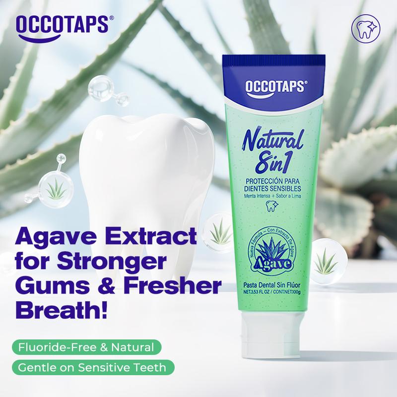 #Summervibes OCCOTAPS Agave Natural Herbal Toothpaste with Blue Agave Extract Brightens Teeth Strengthens Enamel Fluoride-Free Probiotics Mint Niacinamide - Oral