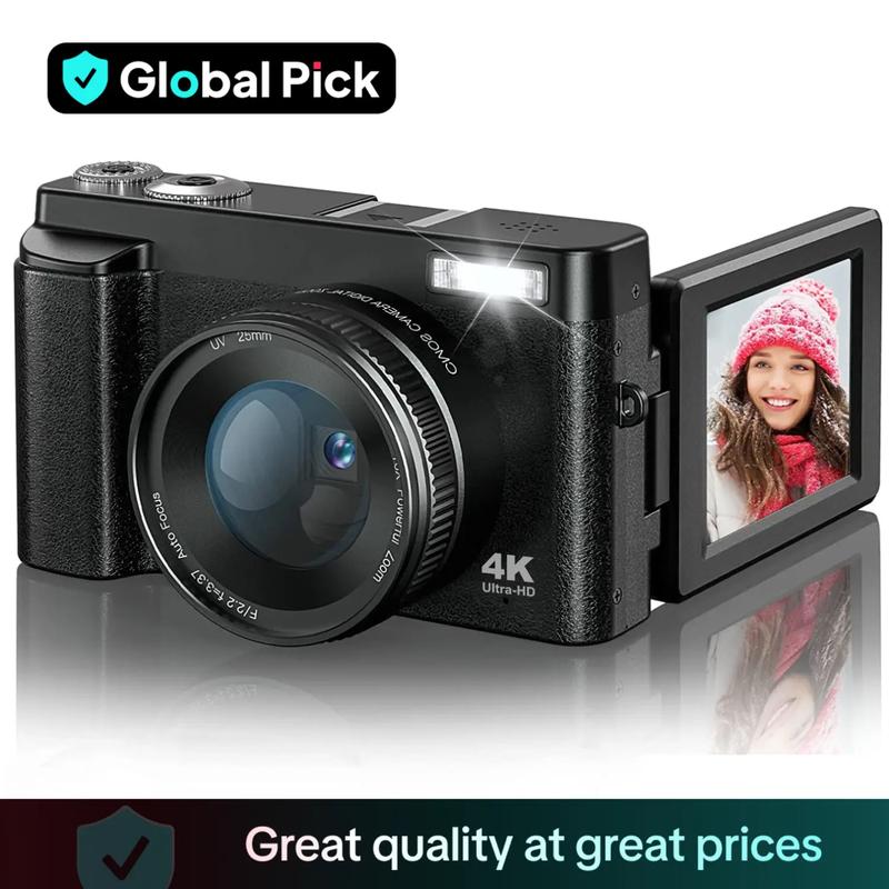 4K Digital Camera for Photography & Video Autofocus, 48MP Vlogging Camera, Compact Camera 16X Digital Zoom with 3.0 Inch Flip Screen, 32G SD Card