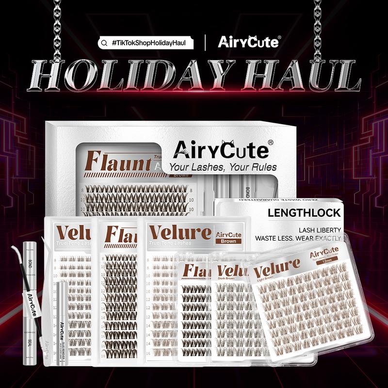AiryCute Trending Brown Lash Collection | Dark & Light Brown Velure Flaunt | Flawless for Fair/Dark Hair | Reusable, Lightweight & amazing brown Flora Brown Venus Natural Daily, Volumn Style | Beginner-Friendly | DIY Lashes