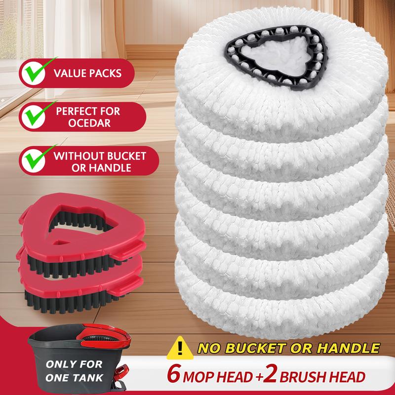 Microfiber Mop & Scrub Brush Refills For O-Cedar EasyWring 1 Tank System Bucket or Handle NOT INCLUDED Spin Mop Head Set for Hard floor dealsforyoudays