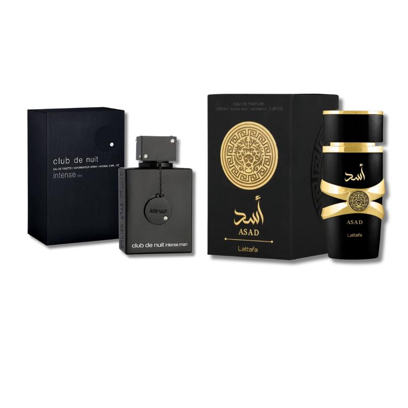 Armaf CDN Intense EDT & Lattafa Asad EDP Spray 3.4fl.oz Combo Set Luxury Scented Aromatic Blend Scent Perfume Fragrance Eau De Parfum for Men Bundle Men's