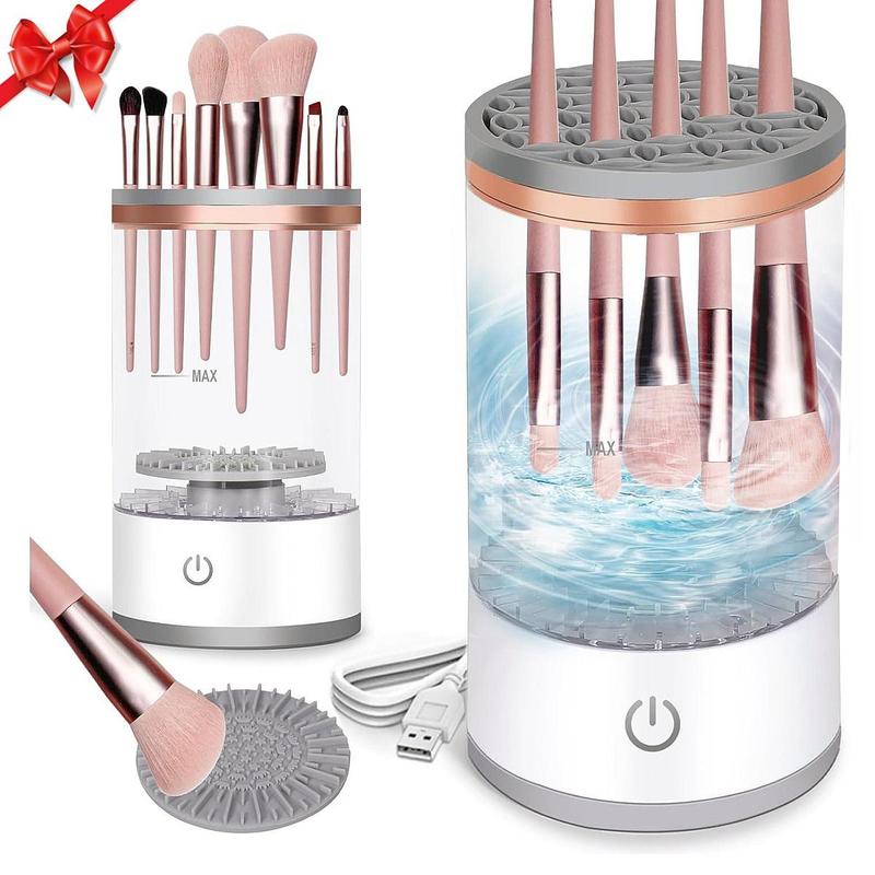Electric Makeup Brush Cleaner, 3 in 1 Makeup Brush Cleaner Machine, Super-fast Electric Spinning Cleaner for Most Size Brush, Best Gift for Women, Automatic Brush Cleaner Spinner