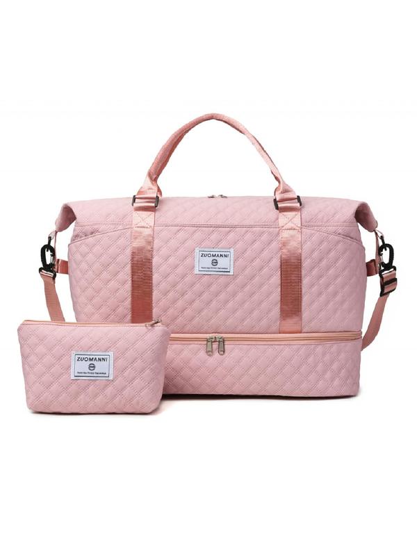 Large Capacity Multifunctional Travel Bag Set, Letter Pattern Zipper Travel Bag with Shoe Compartment, Casual Sports Fitness Bag for Women & Men, Weekender Travel Set