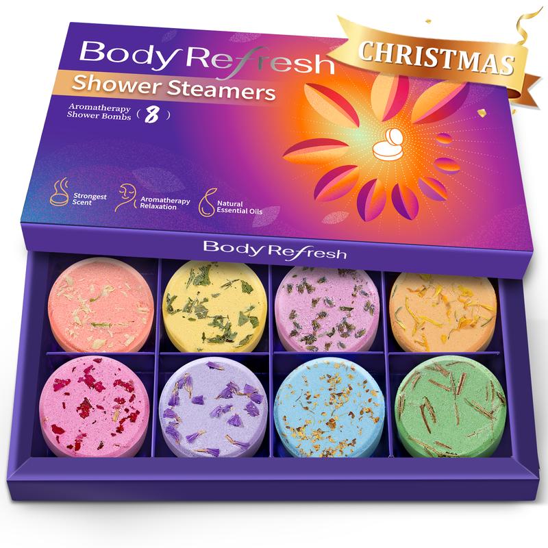 Bodyrefresh Shower Steamers Aromatherapy - 8 Pack Shower Bombs with Essential Oils, Gifts for Mom Wife, Birthday Gifts for Women Self Care Relaxation Home SPA Teacher Appreciation Gift