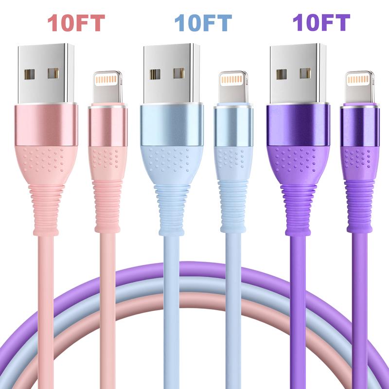 10FT Charging Cable For iPhone USB-A TO Lightning Charging Cable  Compatible with iPhone 14/13/12ProMax/12Mini/11 Pro/XS Max/ XR/X/8/7/6Plus Phones