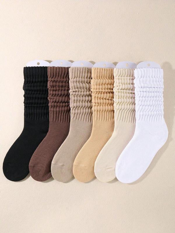 Women's Solid Casual Crew Socks, Multi-pack Soft Comfy Breathable Mid-calf Socks for Daily Wear, Socks for Women, Lady's Fall & Winter  Hosiery