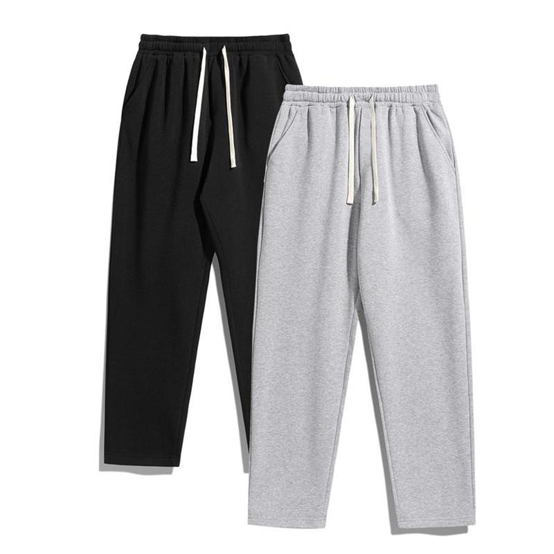 Men's 2-Piece Sets Solid Loose Minimalist Sweatpants - Athleisure Style Workout Gym Pants, Versatile Year-Round Sports Trousers Ideal for Autumn-Winter Wear
