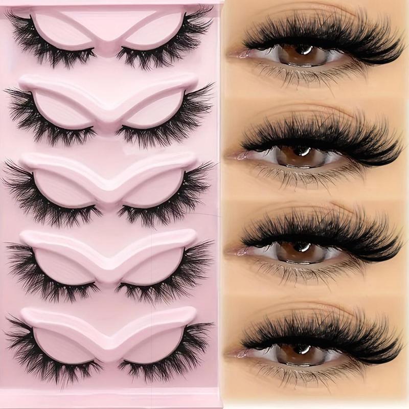 Cat Eye Lashes, 5 Pairs 20mm Eye End Lengthening Natural Lashes, Natural Cross Faux Cluster Lashes, False Eyelashes