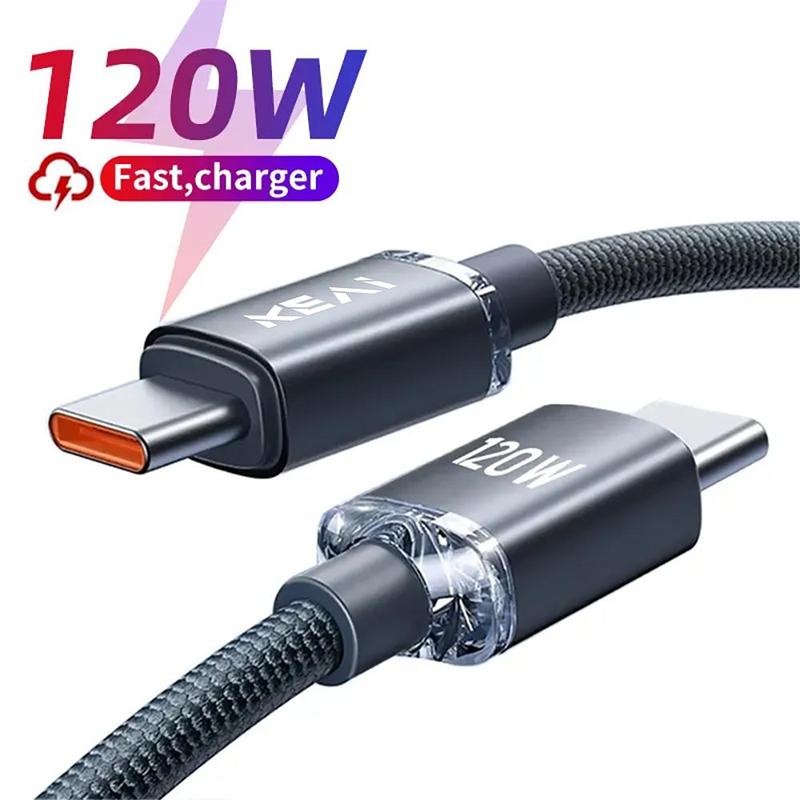 120W 6A Type-C to Type-C Fast Charging Data Cable, 1 Count Nylon Braided PD Cable, Phone Data Cable Compatible with Smartphone, Typec Fast Charging #TOP PICKS