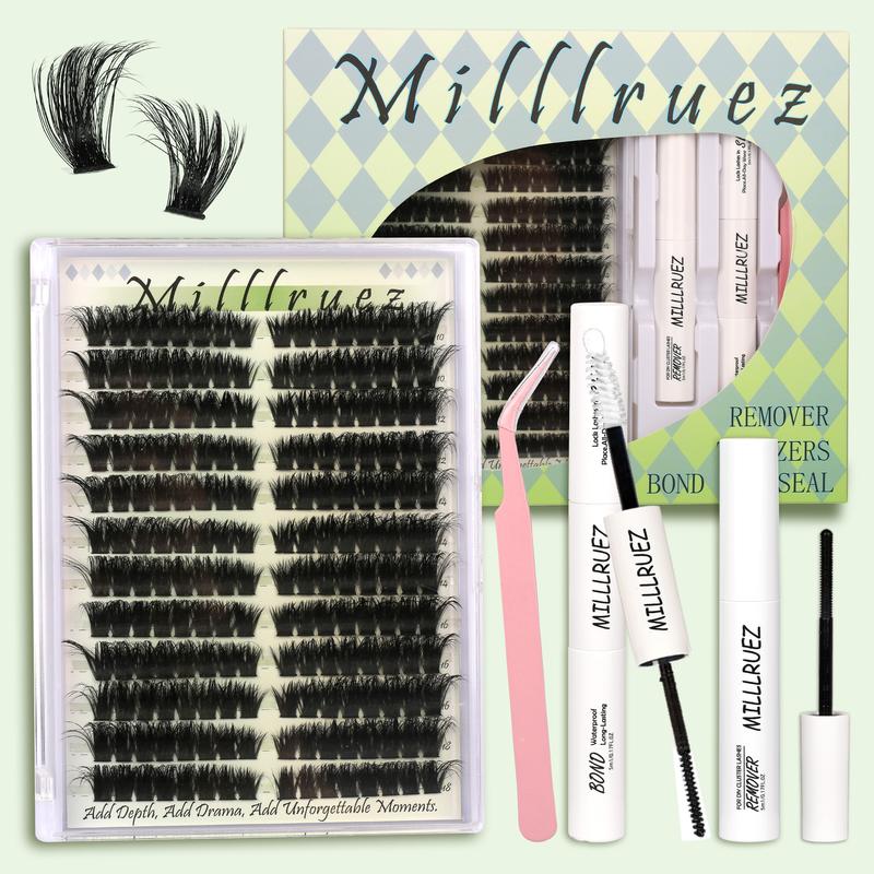 Beginner Friendly   Eyelash Extension Kit  False Lashes (Cluster & Individual) with  Lash Bond & Seal for Instant Glam  WaterProof Lashes for For Girl  Eyelash Extension at Home Makeup  gift