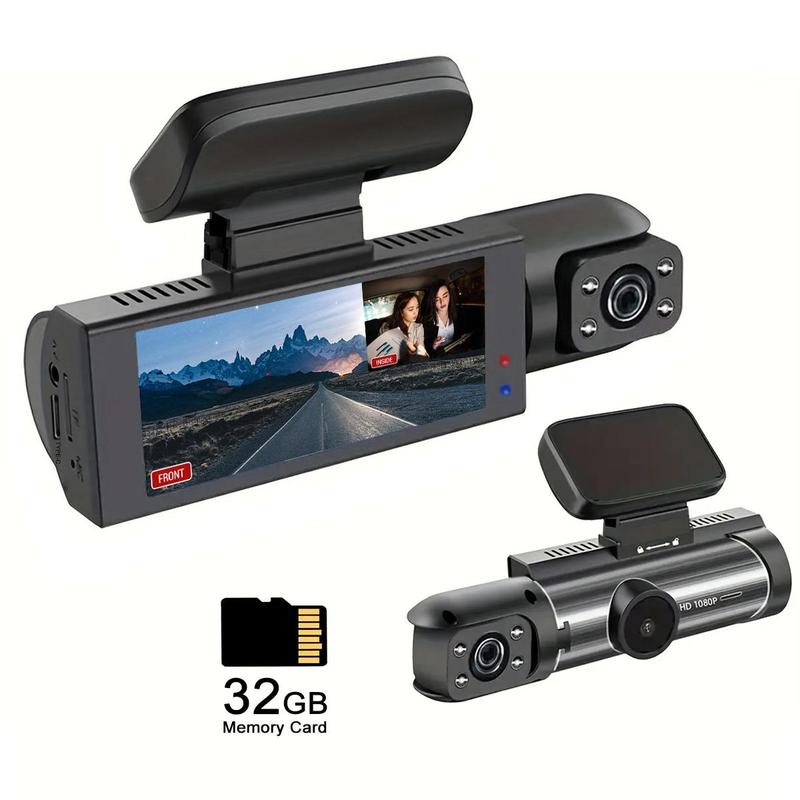 1080P Dual Recording Car DVR Camera with 32GB Card, Dashboard Cam with 3.16" Screen, HD Driving Recorder, Front Inside Video Dashcam with Night Vision, Loop Recording, Automotive Accessories, Car Stuff, Front Inside Dashcams