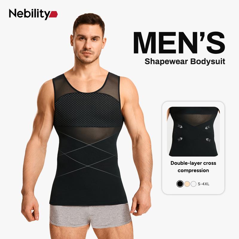 【Nebility】Men’s Mesh Fabric Breathable Compression Shapewear Vest – Slim-Fitting, High Elasticity, Seamless Menswear for Daily Wear Tummy Control#SwimWeek