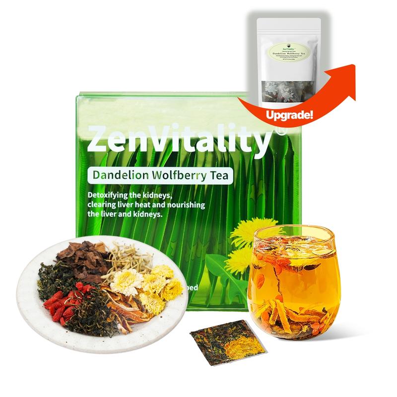 Dandelion Wolfberry Tea – Upgraded Version, Natural 7-Herb Blend, 15 Individually Wrapped 5g Pressed Tea Cakes