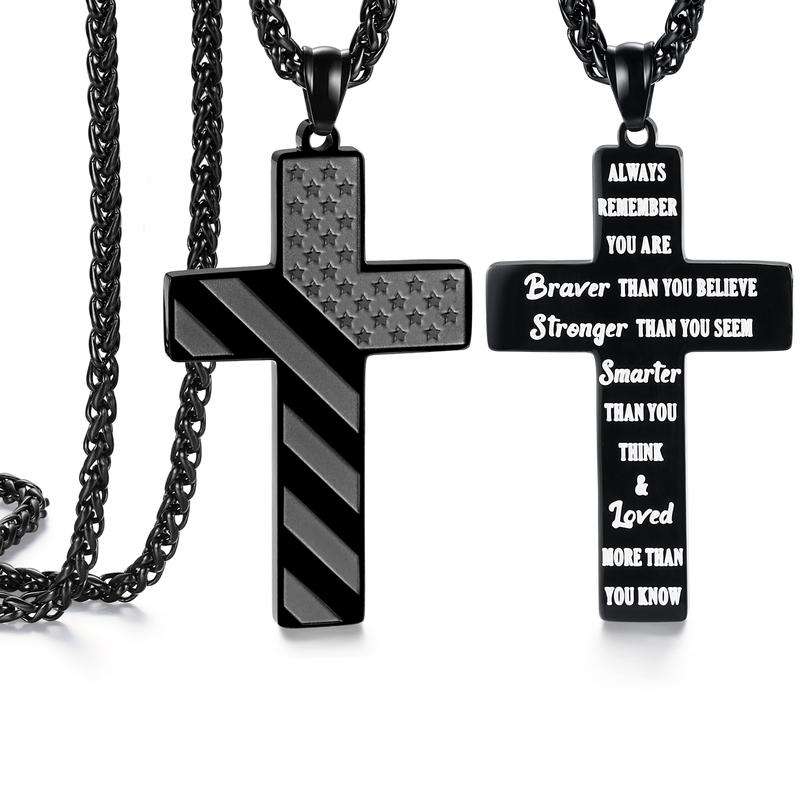 SAM & LORI Cross Necklace for Men Gifts Graduation Him Confirmation Birthday Cool Boyfriend Chain Christmas Day Stocking Stuffers Valentines Christmas Black Friday Cyber Monday Holiday Easter Gifts