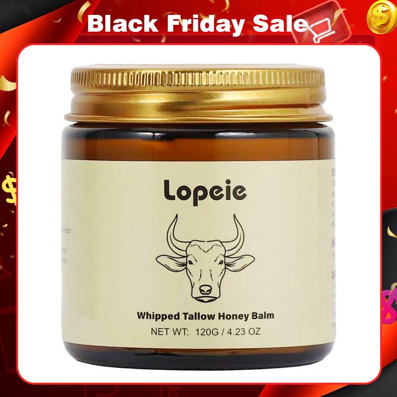 Lopeie Whipped Grass-Fed Beef Tallow Honey Balm - 4 Oz,Moisturizing Cream for Soft, Smooth Skin - Handmade All-Natural Moisturizer - Unscented, hydrating, comfort, moisture boost cream, luminous firming cream, body care, hydrating dry skin