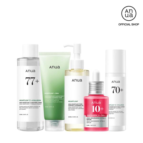 [Anua] Ultimate Skincare Routine Set｜Cleansing oil + Cleansing foam +Toner + Dark Spot Correcting Serum + Moisturizing lotion, Hydrate, korean skincare, glass skin, affordable, niacinamide