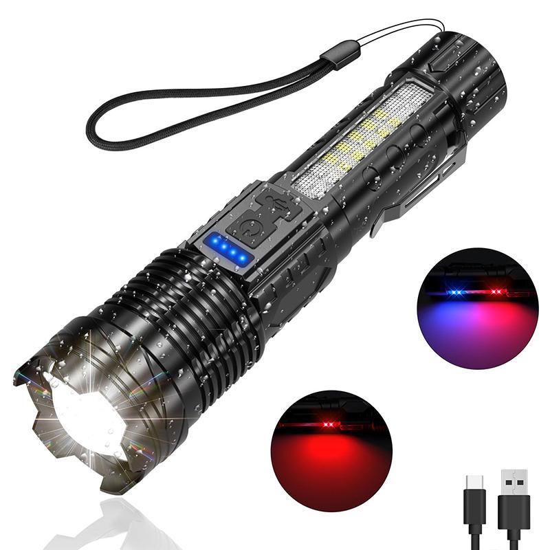 USB Rechargeable LED Flashlight, High Power Waterproof Zoomable Flashlight, Portable Lighting Equipment for Outdoor Camping Fishing, High Lumen Flashlights, High Lumens Flashlight
