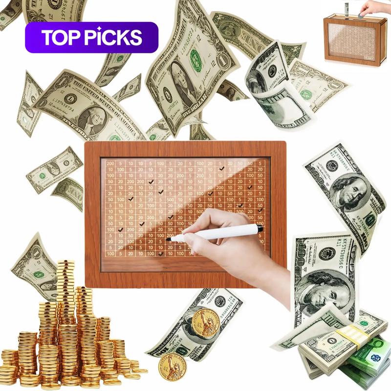 Wooden Cash Saving Box, Piggybank, Money Jar, 1/20pcs Cash Saving Challenge Money Organizer Box, Gift for Friends, Wooden Savings Box #GLOBAL PICKS