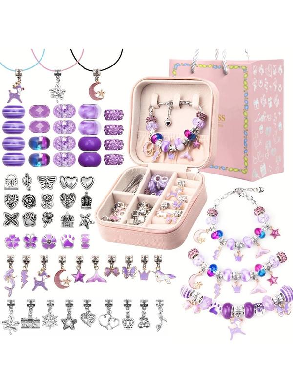 DIY Jewelry Making Kit with Jewelry Box & Gift Bag, 66pcs/set Unicorn, Mermaid & Diy Galaxy Beads Design Bracelet Making Kits, Girls DIY Jewelry Making Materials, DIY Jewelry Accessories