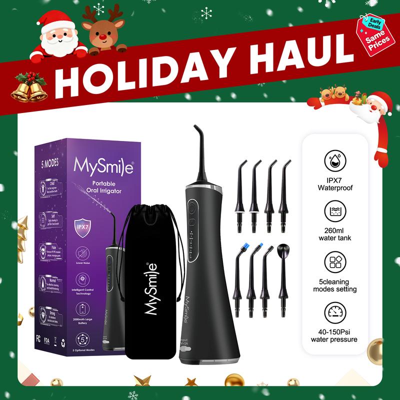 MySmile Cordless Water Flosser (260ml) - 5 Modes & 8 Jet Tips | Portable Oral Care for Braces & Travel