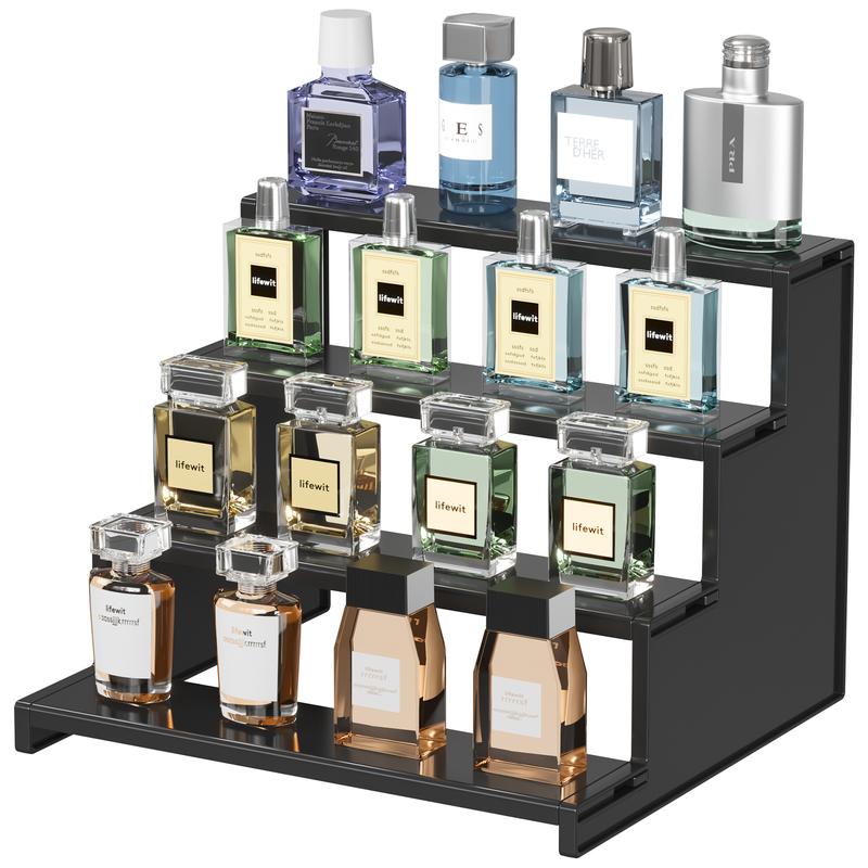 Lifewit 4 Tier Black Display Stand for Cologne,Perfume,Figures, Cupcake, Dessert, Spice, Fragrance, Countertop, Vanity, Dresser, Cabinet Use Racks Set Organizer #SummerVibes,summerwins