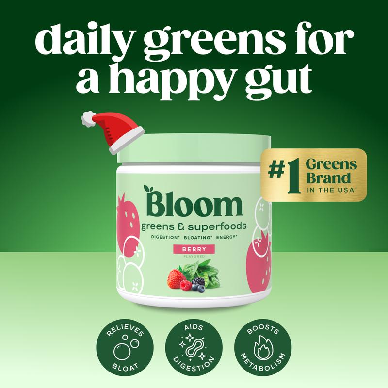 Bloom Nutrition Greens & Superfoods Powder (30 Servings) - Digestion, Gut Health, Bloating Relief, Spirulina & Chlorella with Probiotics & Antioxidants