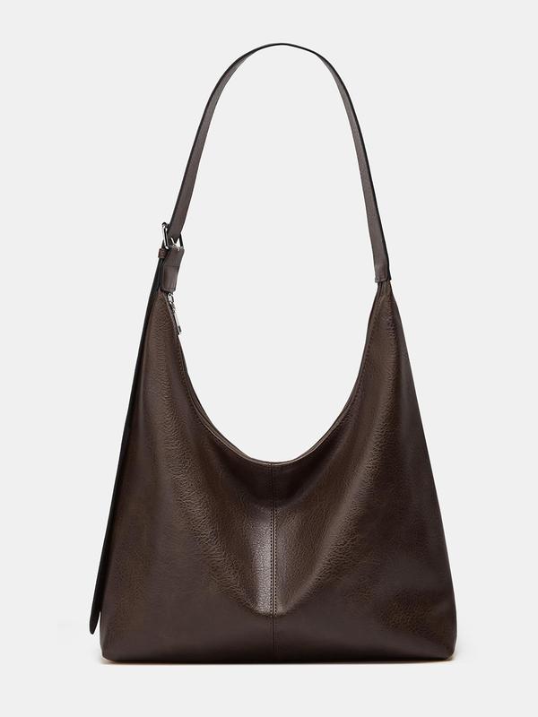 Women's Solid Color PU Leather Shoulder Bag, Simple Large-Capacity Crossbody Bag, Trendy High-quality Daily Commuting Bag, Girl Fashionable Shopping Bag