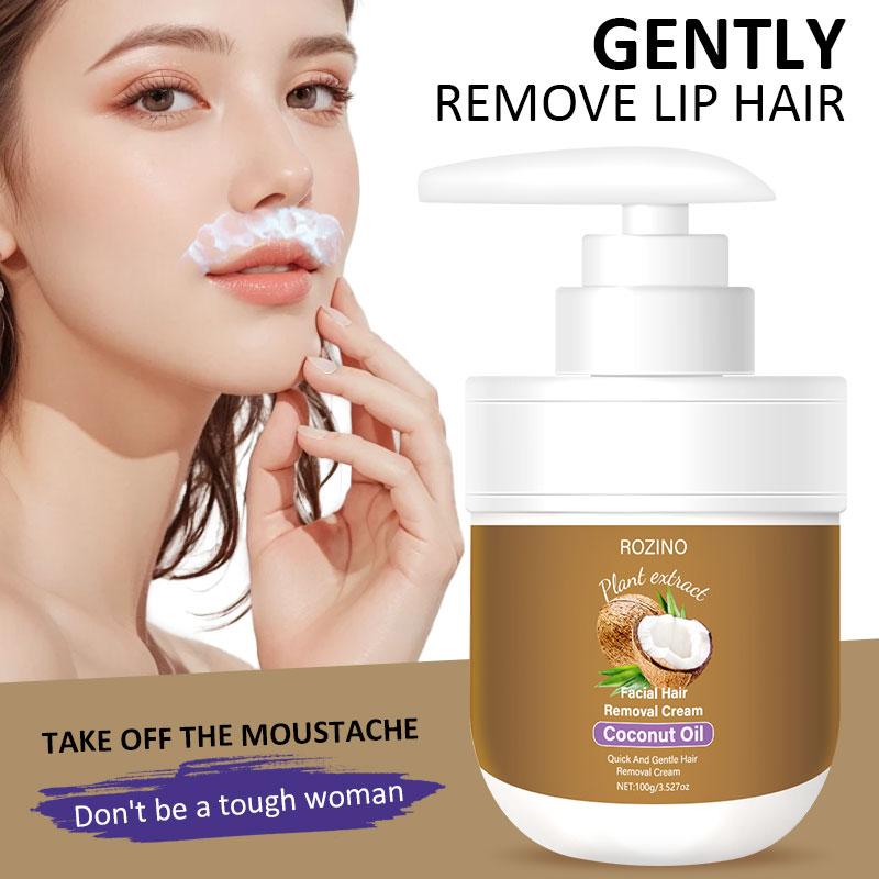 ROZINO Coconut Oil Hair Removal Cream - Gentle & Painless Full Body Depilatory for Face, Arms & Legs