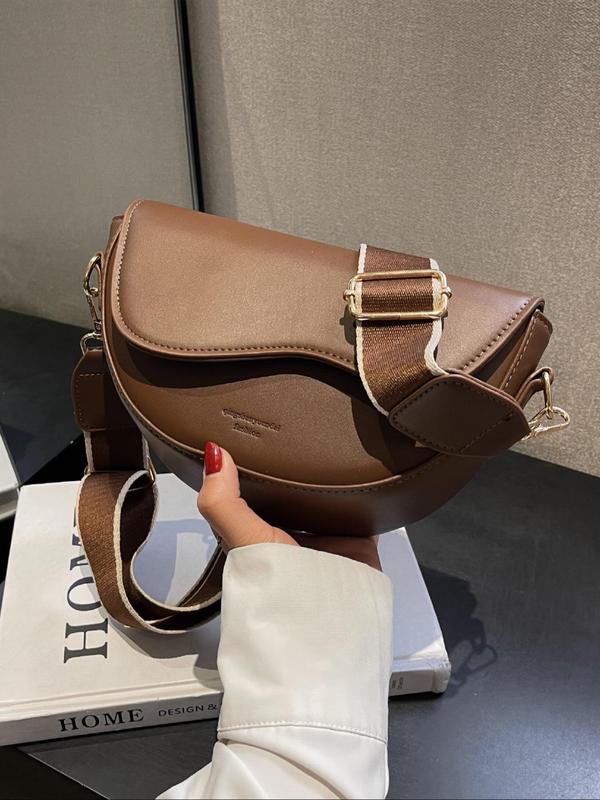 Christmas Gift,25 fall&winter ,Women's Fashionable Saddle Bag, Casual Versatile Stylish Crossbody Bag with Wide Shoulder Strap, Trendy All-match Commuter Bag for Daily Used, Trendy Commuting Bag, Everyday Bag