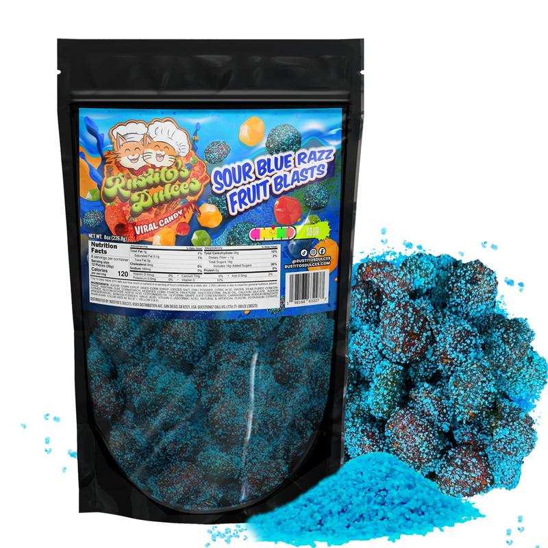 Sour Blue Razz Fruit Blasts Gushers Enchilados Viral Tangy, Sweet, Sour and Irresistibly Delicious Treats Gummy Candy Snack (Gummy Shapes May Vary)