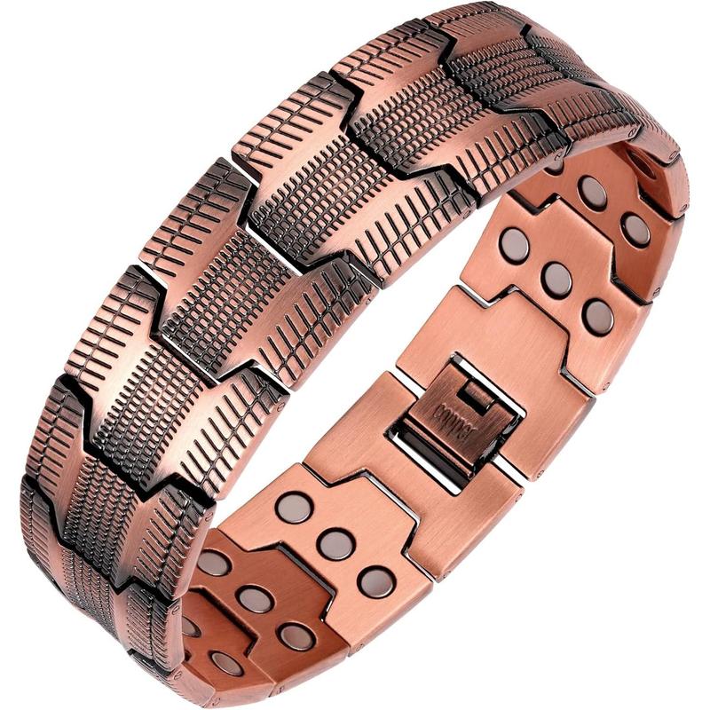 Trendy Men's Adjustable Copper Bracelet – 99.99% Pure Copper with 3500 Gauss Magnets, Perfect Father's Day Gift & Daily Wear