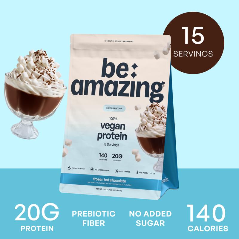 Be Amazing Vegan Protein Powder | Plant | Prebiotic Fiber | Gluten Free | Non Dairy | Low Sugar | Great Tasting | Dole Whip | Brown Sugar Oatmeal | IHOP Chocolate Calcium
