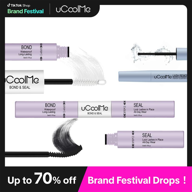 uCoolMe Lash Bond and Seal with Glue Remover Kit Beginner Friendly Makeup DIY Lash Extension at Home Waterproof and Long Lasting D Curl Cluster Magic 088+ Individual Lash For Young Girl False Eyelash Eyelashes Cosmetic
