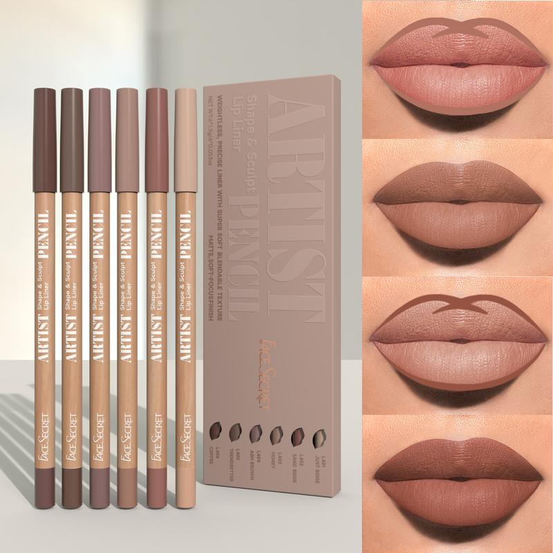 6pcs Nude Lip Liner Set creamy  pencils - Waterproof, Matte Finish, Long-Lasting & Smudge-Proof, Easy to Apply for All Skin Types Lipliner