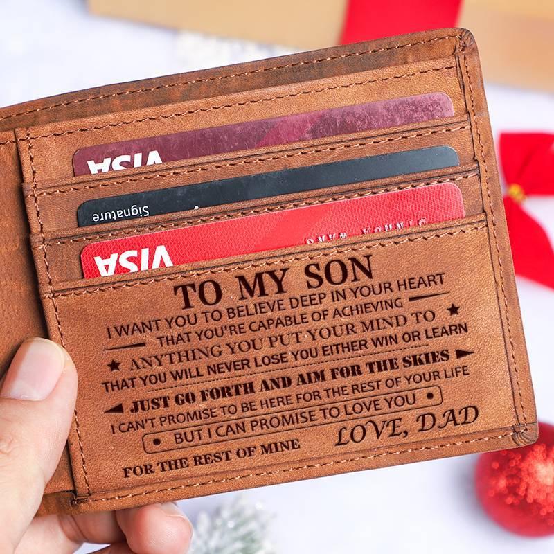 DUJO Graduation gift for son, engraved leather wallet, men's wallet,Personalized Graduation Gifts for Boys, thoughtful gift for boys,Birthday gift from mom and dad to their son,Back-to-school gift from Mom &Dad,Boy's summer outfit.