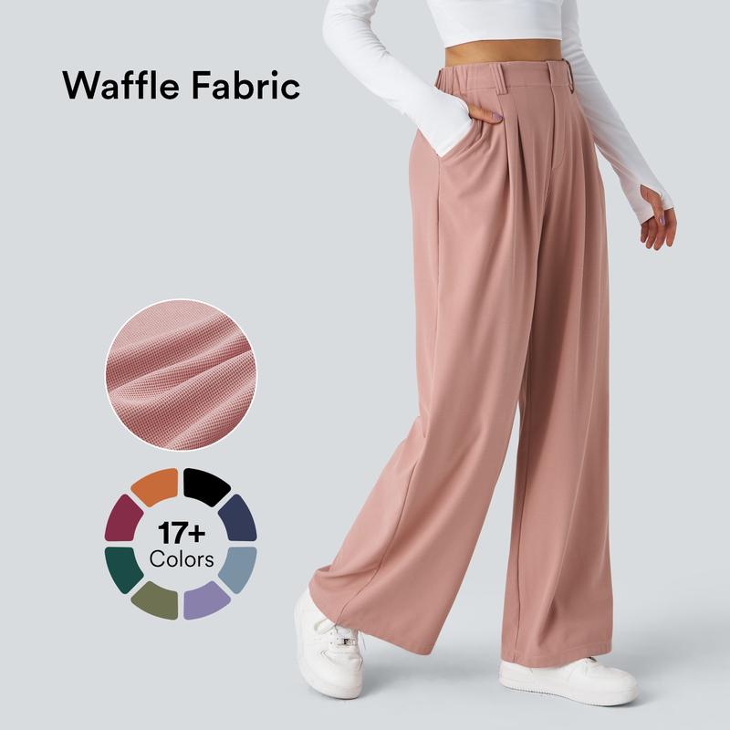 【Creator’s Pick】Halara Flex High Waisted Pocket Wide Leg Waffle Work Pants #SwimWeek