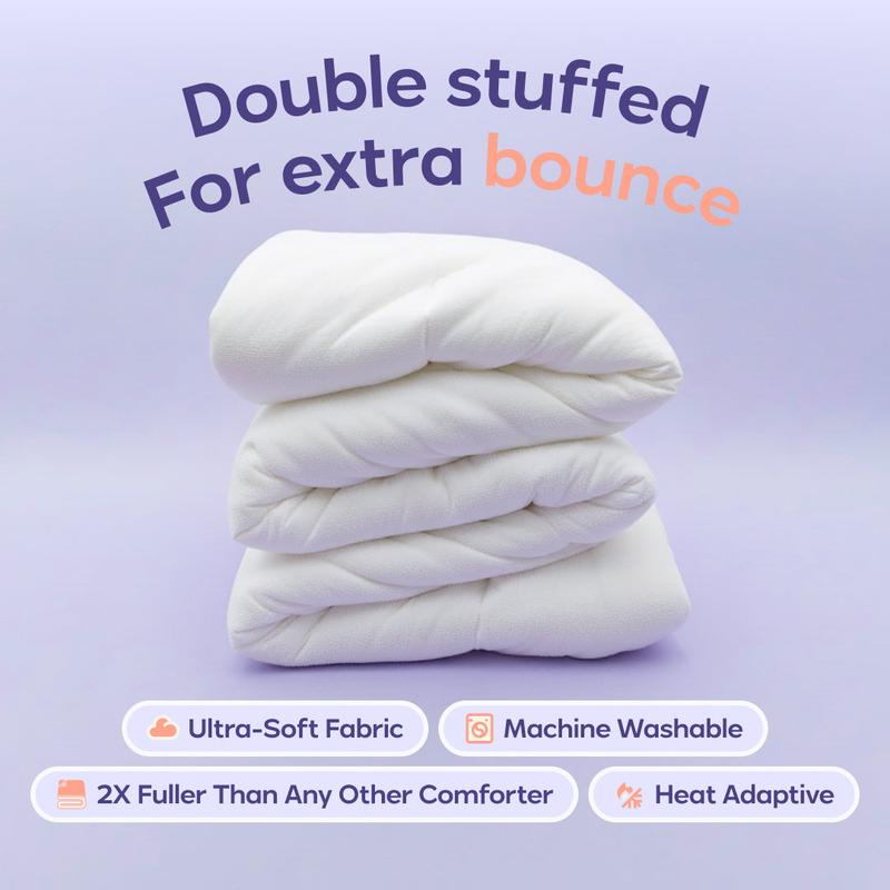 Mellow Sleep | MarshMellow Comforter - Double-Stuffed Ultra-Soft A-Class Fabric Heat-Adaptive Vegan Fill OEKO-TEX Certified Machine Washable