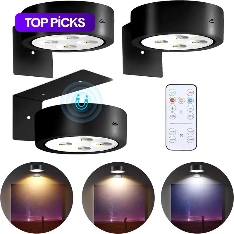 Battery-Required Wall-Mounted Light with 3 Lighting Modes, Adjustable Lighting, Wireless Magnetic Picture Light with Remote Control, Novelty Lighting Home Decoration Lamp, Multifunctional Ambient Light, Atmosphere Lighting #GLOBAL PICKS
