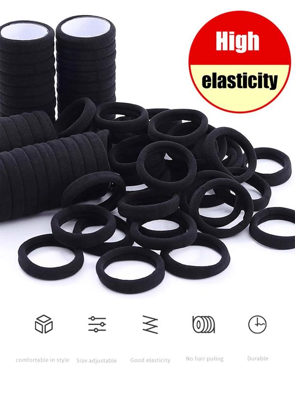 2024 Summer Simple Plain Color Elastic Hair Tie, Casual Daily Hair Accessories for Women, Minimalist Ponytail Holder